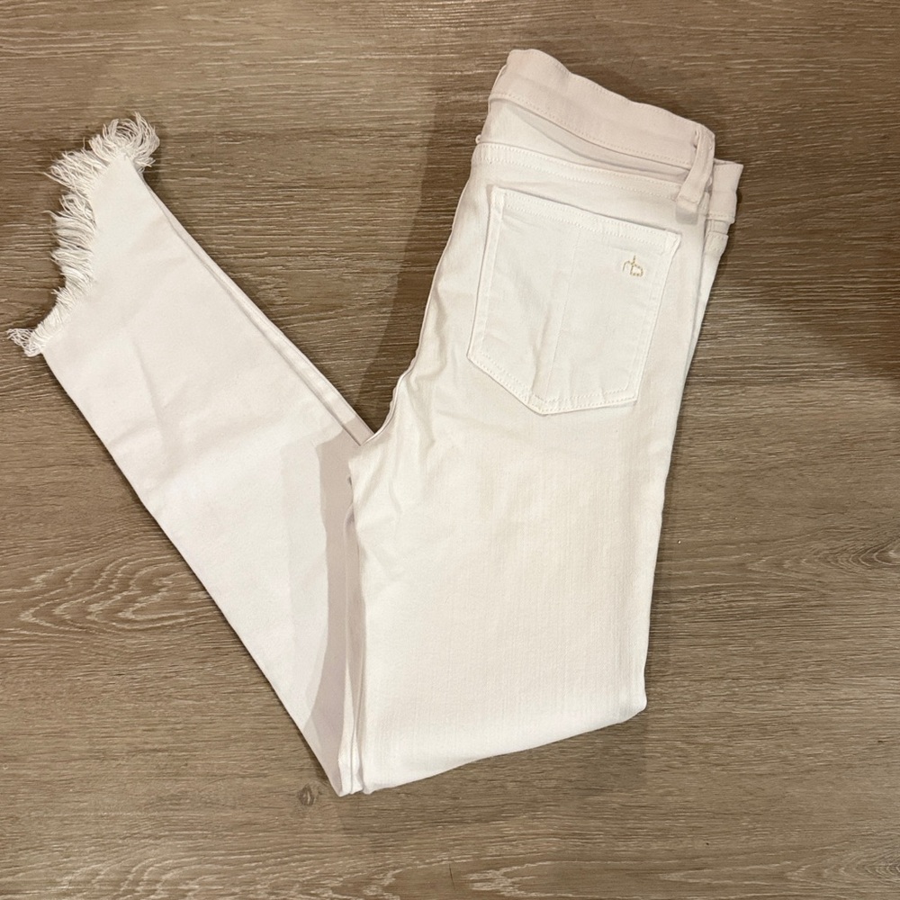 rag & bone White Raw Hem Skinny Ankle Jeans 25 Stretch - Picture 6 of 10
